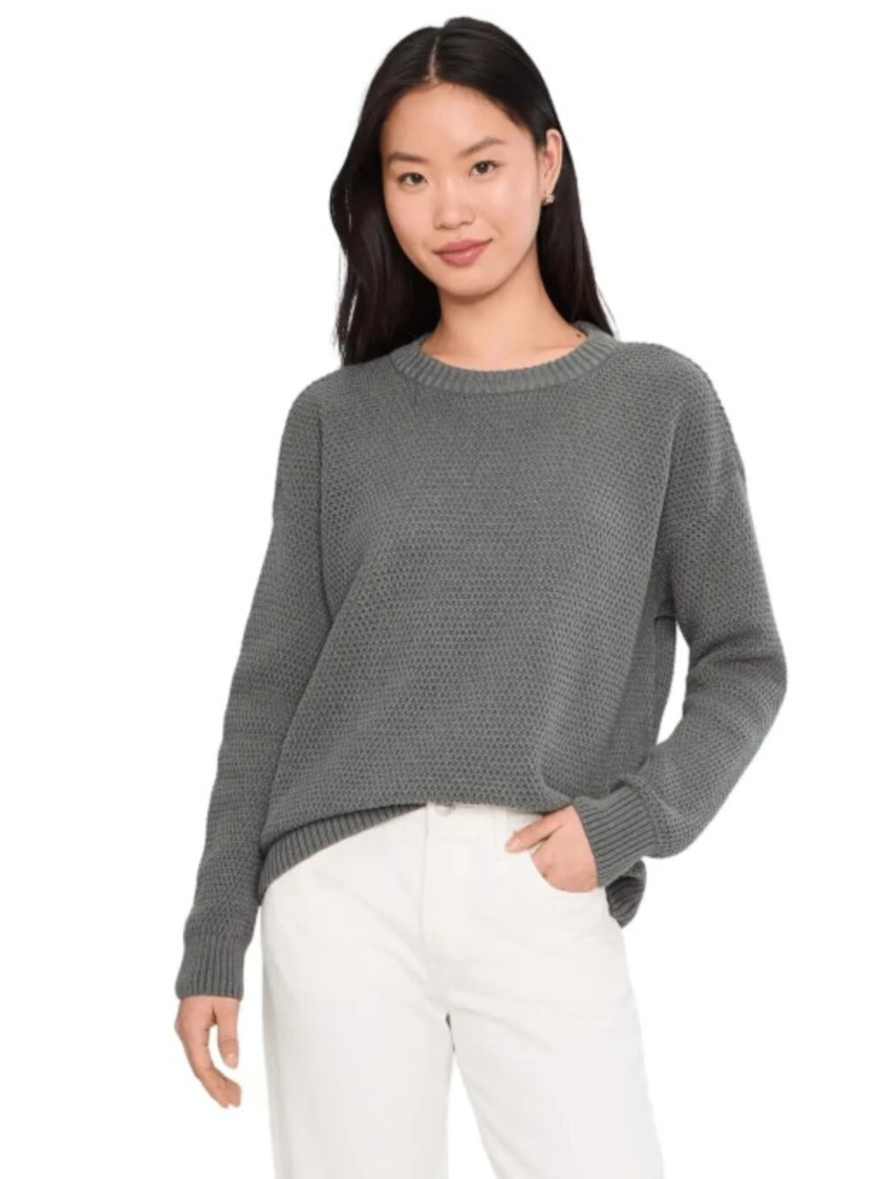 Pact Organic Cotton Shoreline Pullover Sweater, Green, Large, NEW!